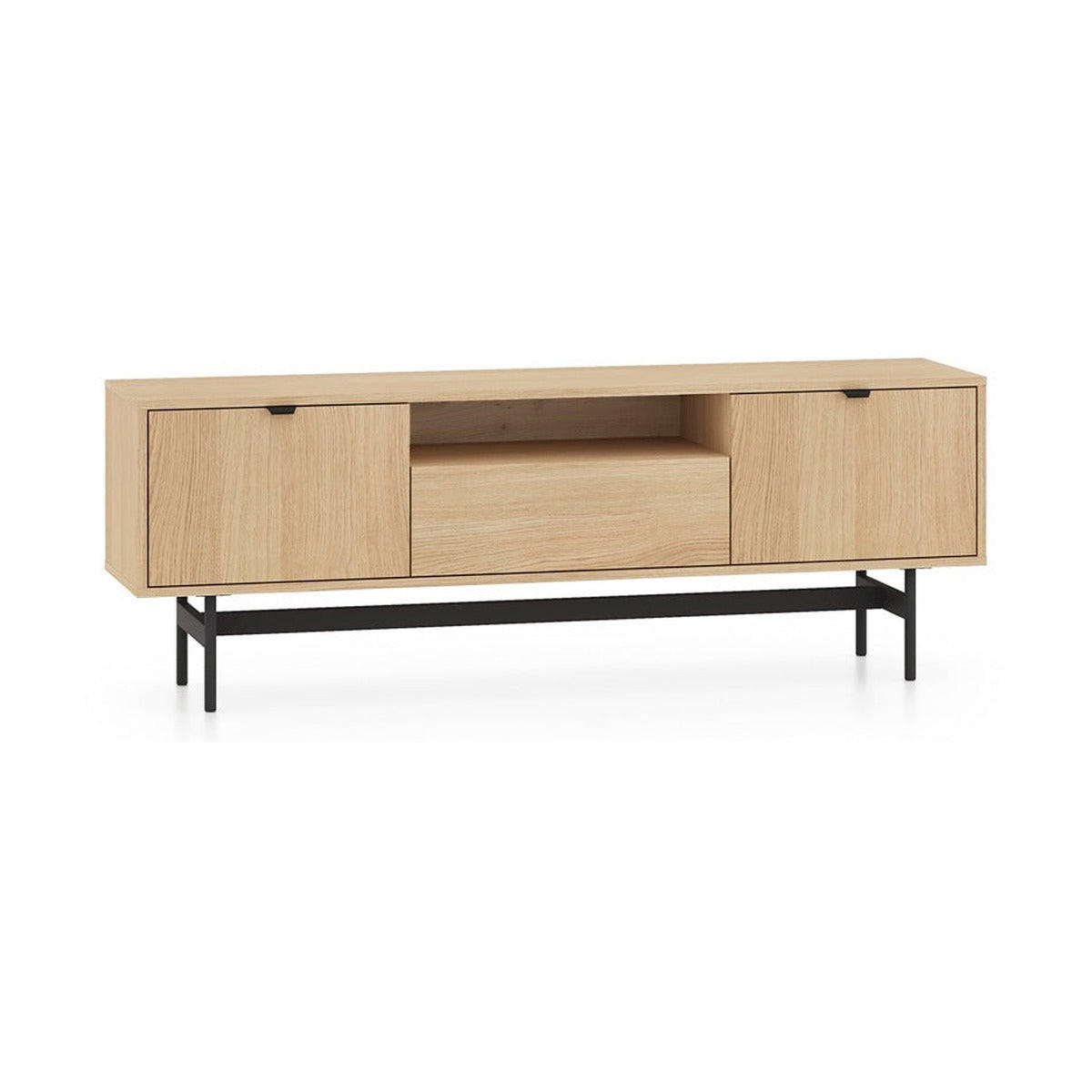 hi-markt Lowboard Schwarz, Eiche 150x53x33 cm