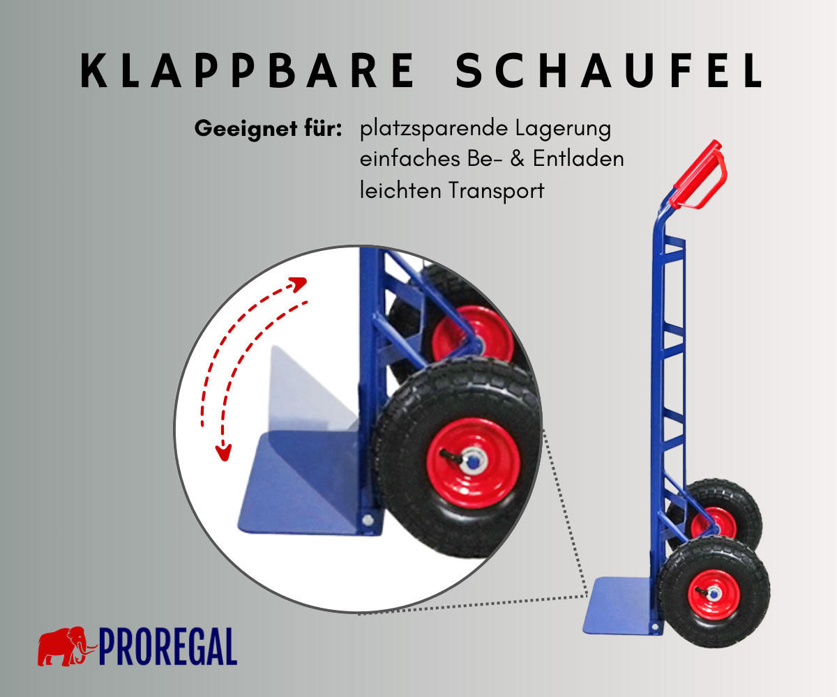 SACKKARRE Odin 115x54x44cm Tragkraft 200kg Lufträder Stahlrahmen Blau - Blau, Metall (44/54/115cm) - PROREGAL