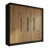 DREHTÜRENSCHRANK KLARI Schwarz Sonoma Schubladen 200 cm - Schwarz/Braun, Holzwerkstoff (200/215/59.5cm) - A&J MöbelLand
