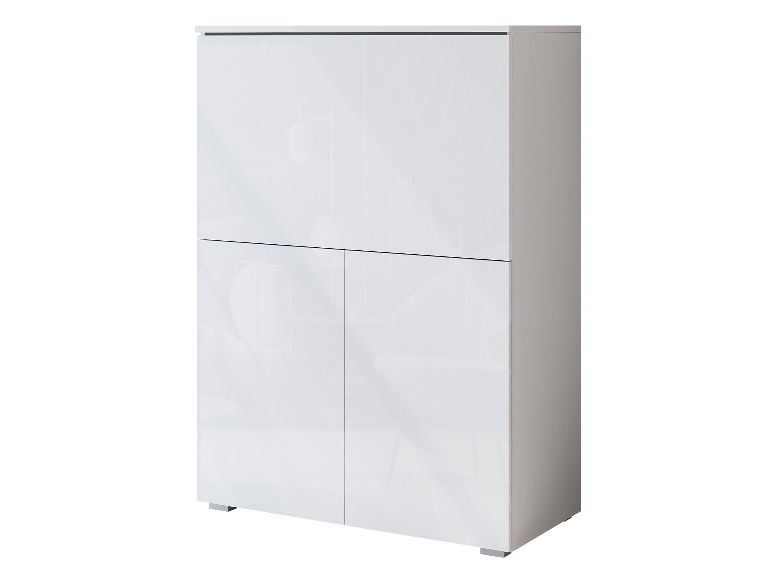 KOMMODE / SCHREIBTISCH Vera 90 mit LED Beleuchtung - Weiß Hochglanz/Alufarben, Holzwerkstoff/Kunststoff (90/126/42cm) - MIRJAN24