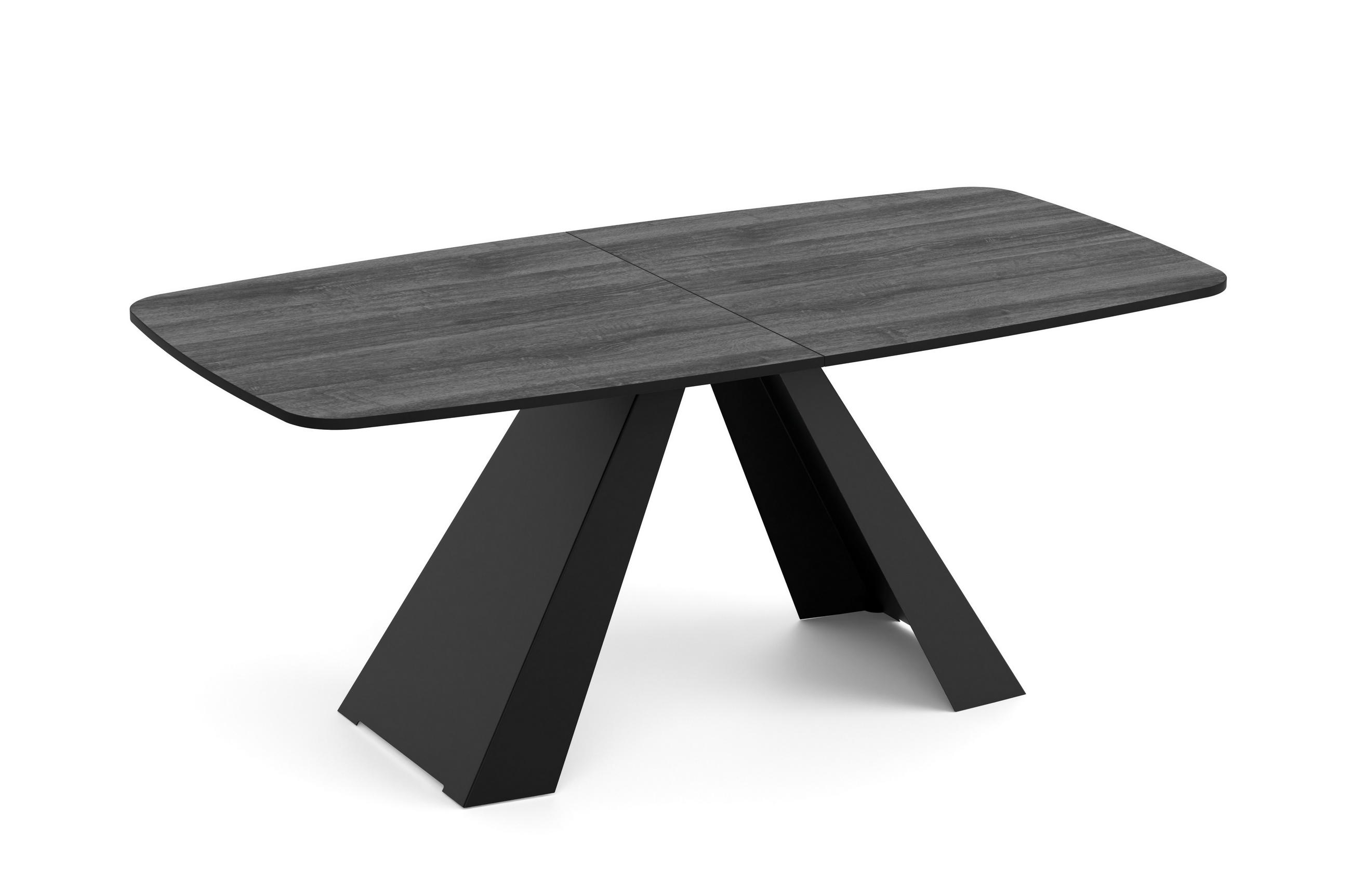 ESSTISCH Myron - Anthrazit/Schwarz, Holzwerkstoff/Metall (80/160/76cm) - Meblini
