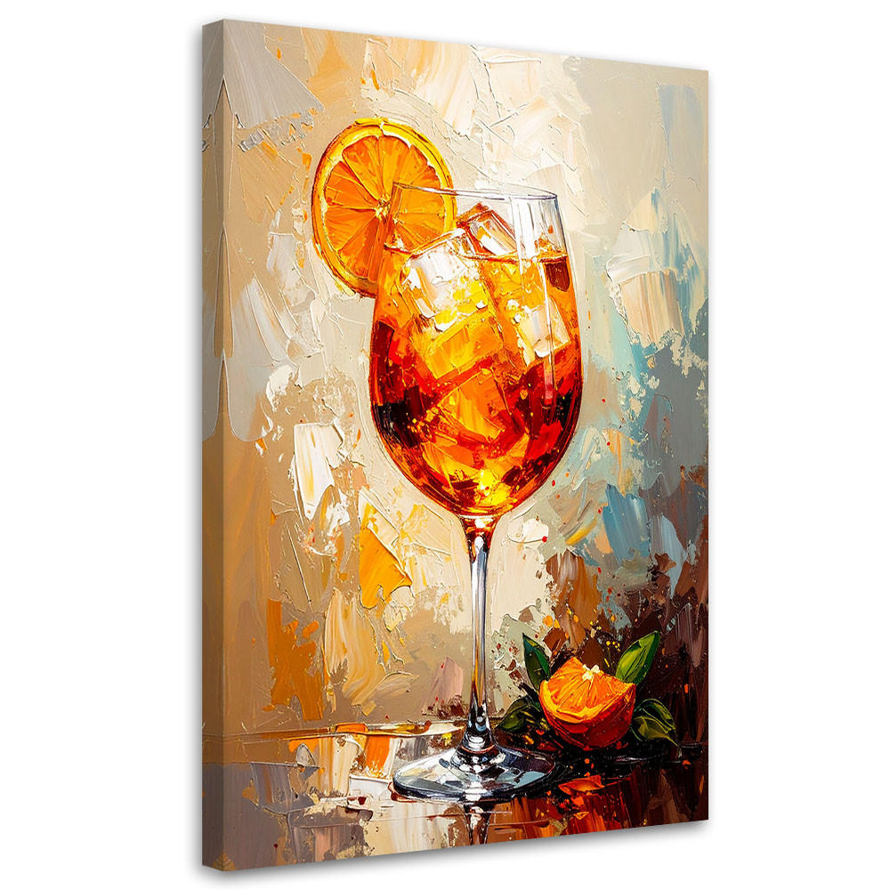 LEINWANDBILD Aperol Cocktail Frucht 80x120cm - Beige, Textil (80/120cm) - Feeby