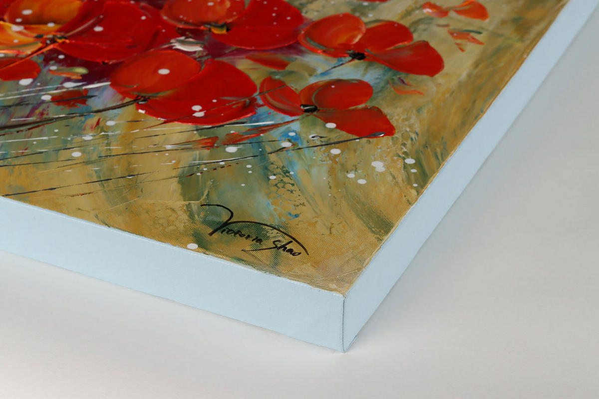 ÖLGEMÄLDE 120/60 cm - Beige/Rot, Holz/Textil (1.74/60cm) - KUNSTLOFT
