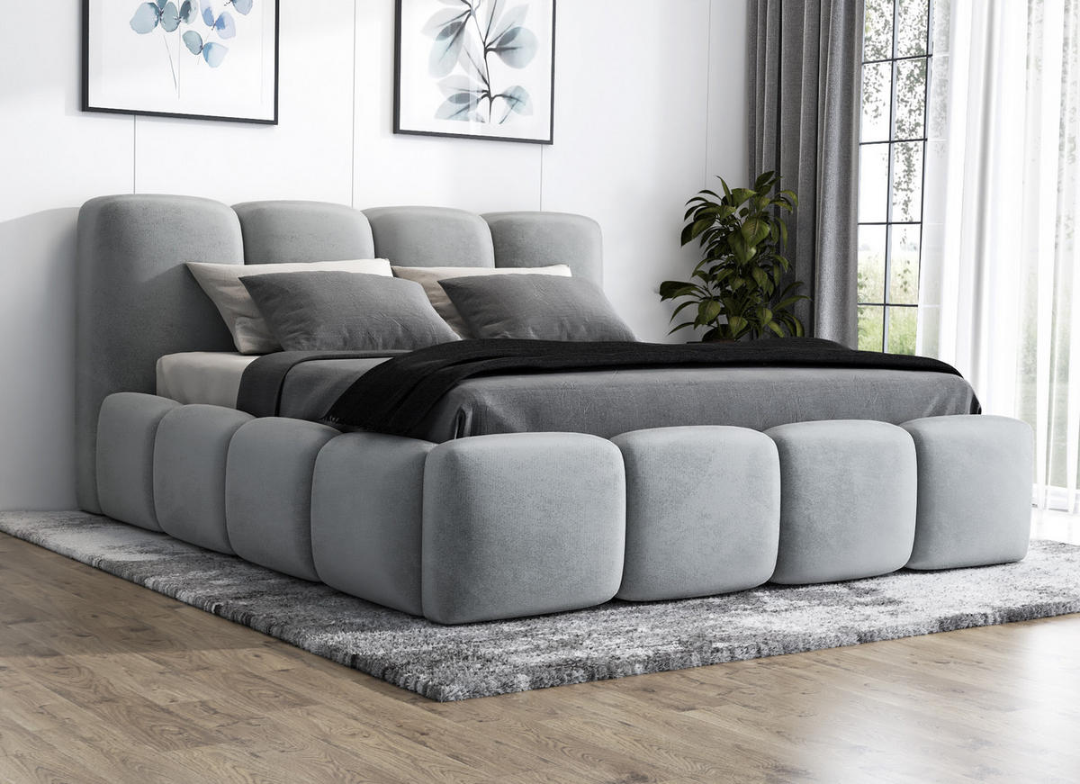 POLSTERBETT DONA 90x200 Hellgrau - Hellgrau, Textil (90/200cm) - A&J MöbelLand