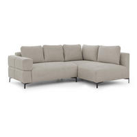 ECKSOFA Cardea in Bubble-Optik aus weichem Taupe Strukturstoff mit hohem Sitzkomfort - Ottomane rechts - Taupe/Schwarz, Holz/Textil (230/170cm) - S-Style Möbel