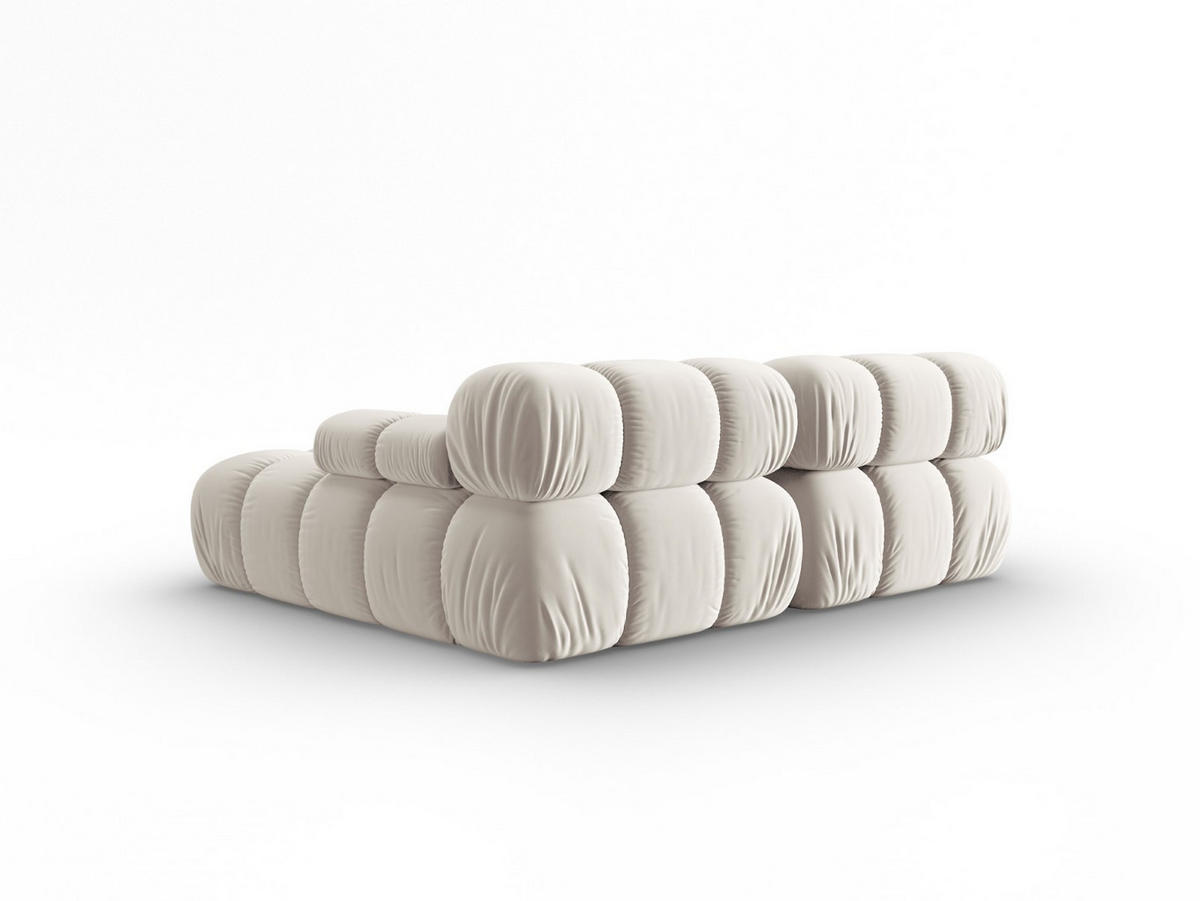 MODULARES-ECKSOFA rechts Bellis aus Samt leichtes beige 3 Sitzplätze - Creme, Textil (157/191cm) - Micadoni