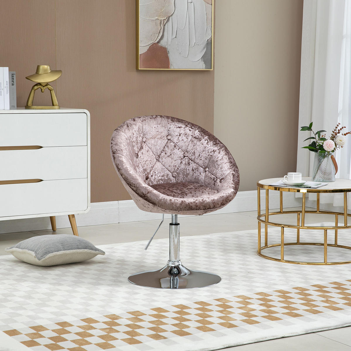 COCKTAILSESSEL HAVANNA Samt Champagner - Silberfarben/Goldfarben, Textil (62/88/58cm) - SVITA