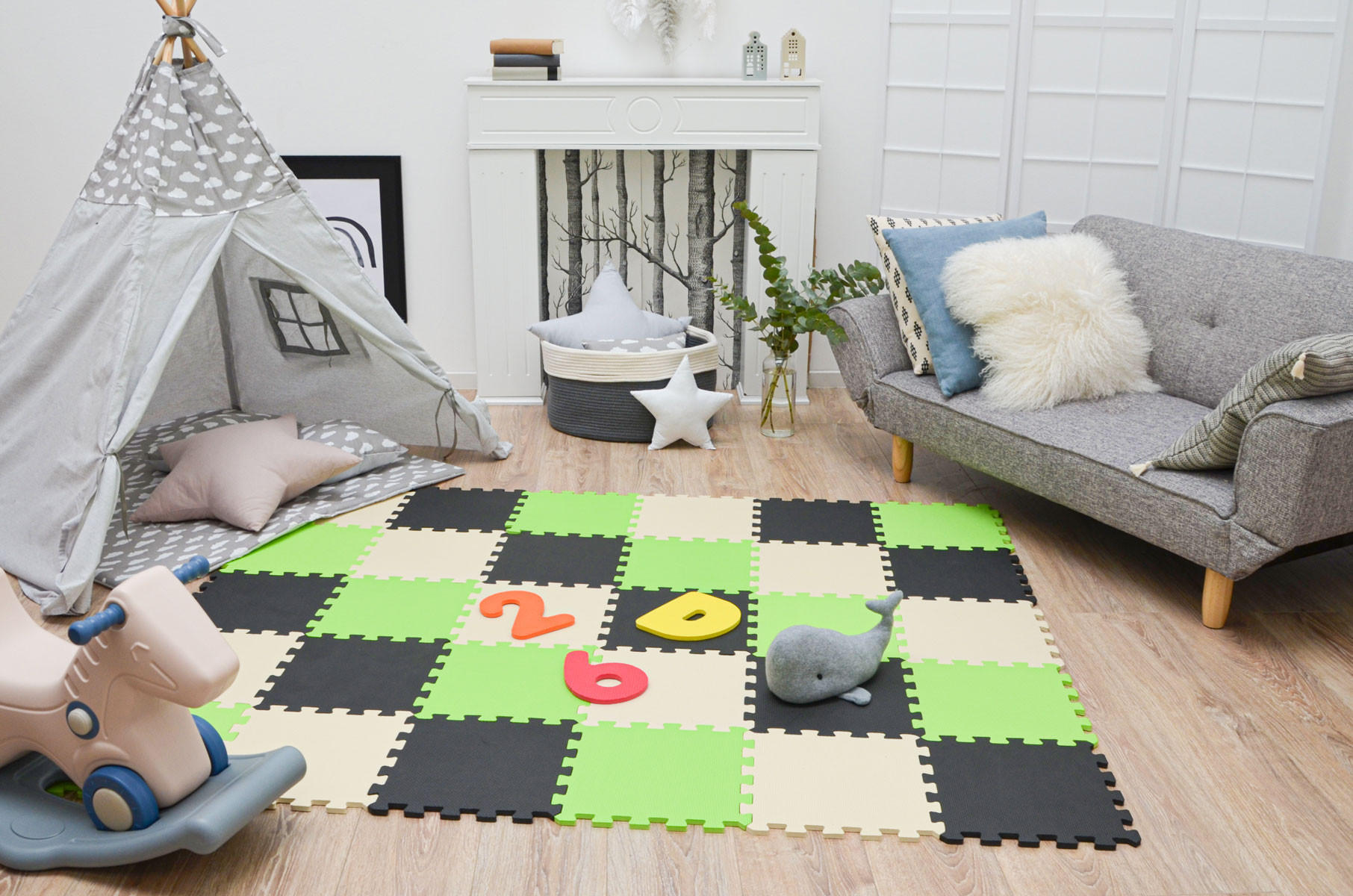 SPIELMATTE ab Null - 270/90 cm Puzzlematte Schwarz - Multicolor, Kunststoff (30/30cm) - Littletom