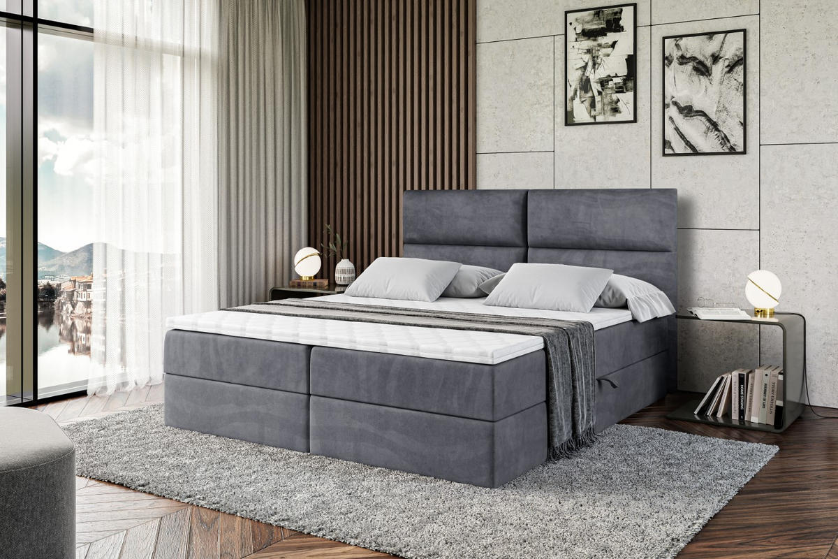 BOXBETT mit Matratze H3 und Lattenrost - BOXI3 - 120x200 cm Dunkelgrau - Dunkelgrau, Holzwerkstoff (120/200cm) - ALTDECOR