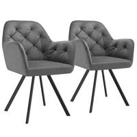 ARMLEHNSTUHL Samt Drehbarer 2er Set Lucia 58 x 58 x 87 cm anthrazit - Anthrazit, Kunststoff (58/87/58cm) - tectake