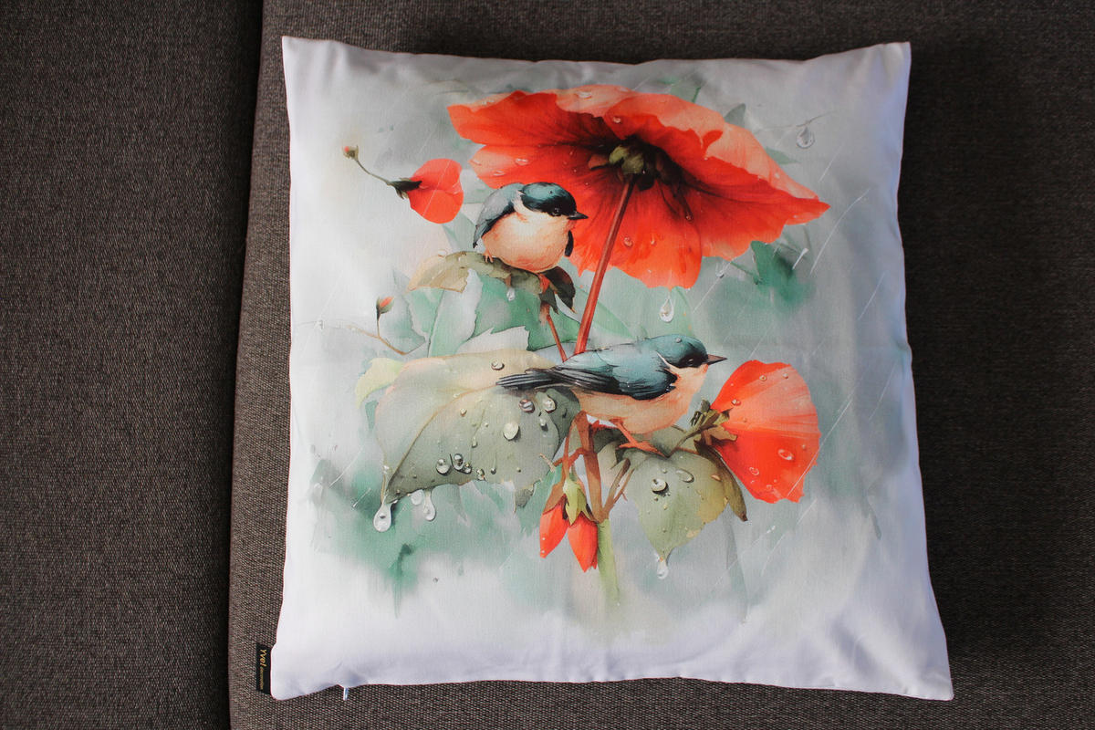 KISSENHÜLLE FRÜHLINGSFEST VÖGEL - Multicolor, Textil (50/50cm) - Yve! decoration