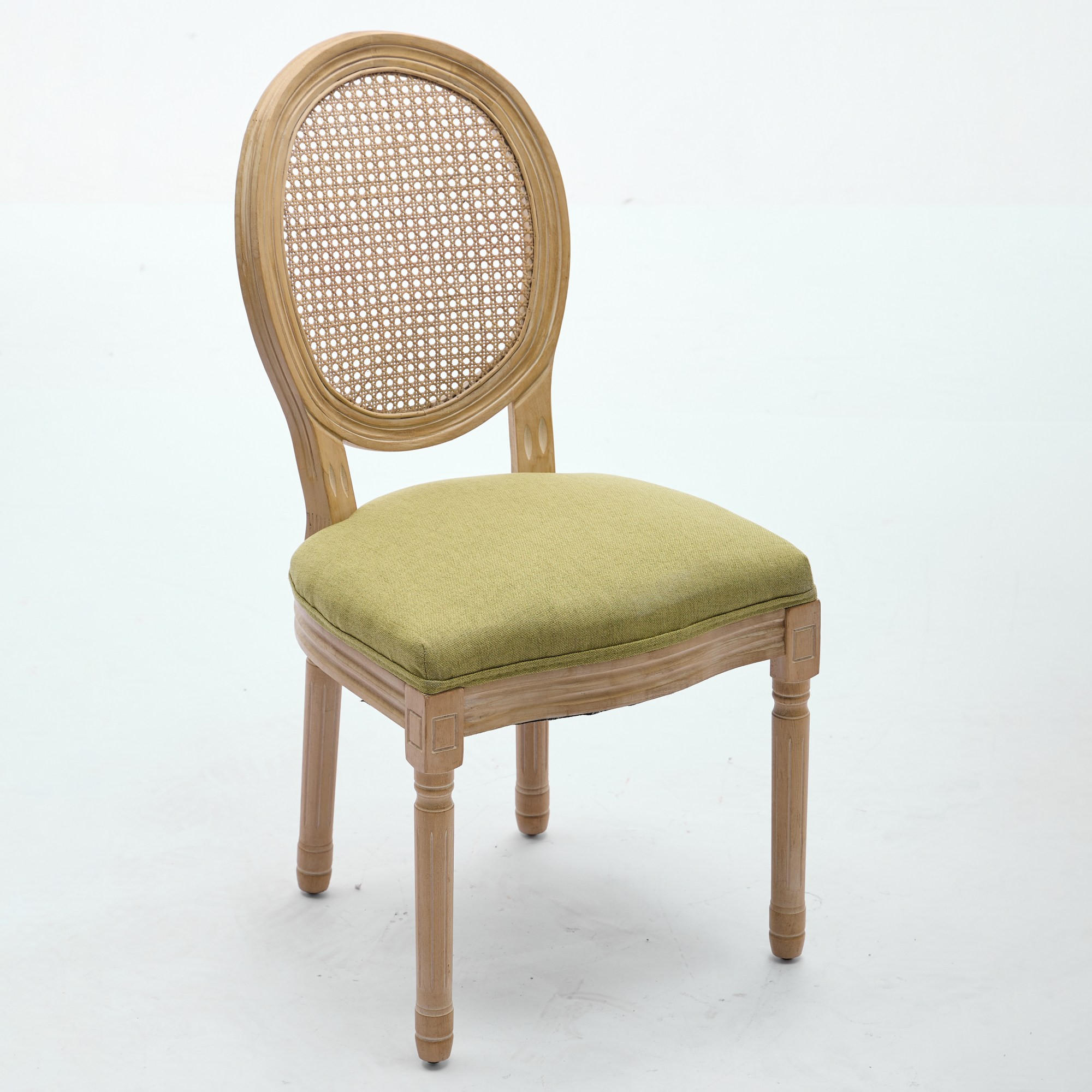 STUHL-SET DE-36325 2 Stück mit Rattan-Rückenlehne Olivgrün - Olivgrün, Holz (49/95/59.5cm) - ComfortXL