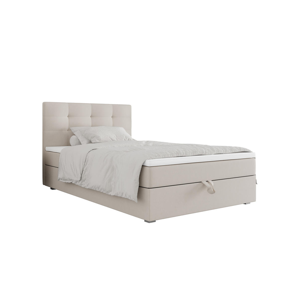BOXBETT FADO 2 100x200, mit Matratze H3 und Topper, Cosmic 10 - Beige, Holz/Kunststoff (100/200cm) - Bedante