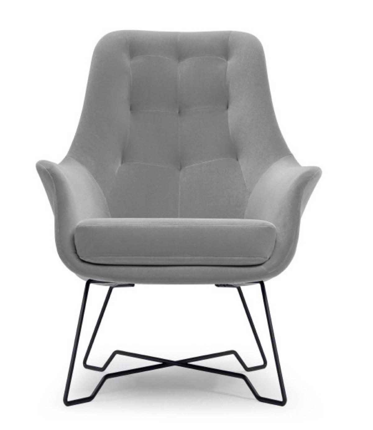 SESSEL Hellgrau ENZO Gepolstert Mit Gestepptem Rückenlehne - Grau, Textil (72.5/101.5/83cm) - Sepro Meble