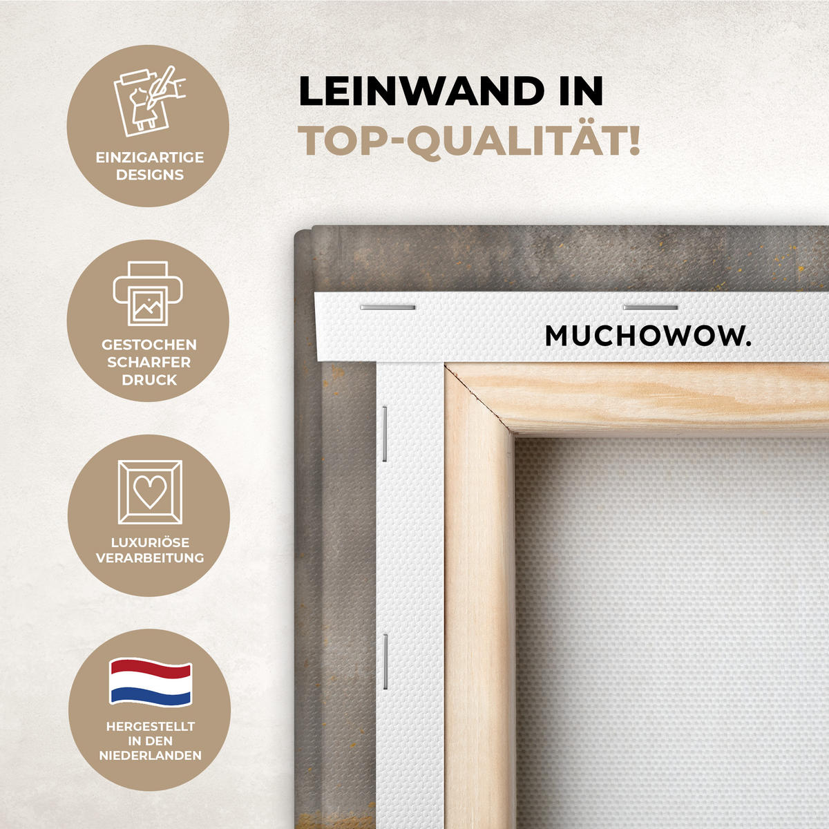 LEINWANDBILD Baum - Blätter - Gold - Abstrakt Deko Schlafzimmer 30x20 cm - Grau, Textil (30/20cm) - MuchoWow