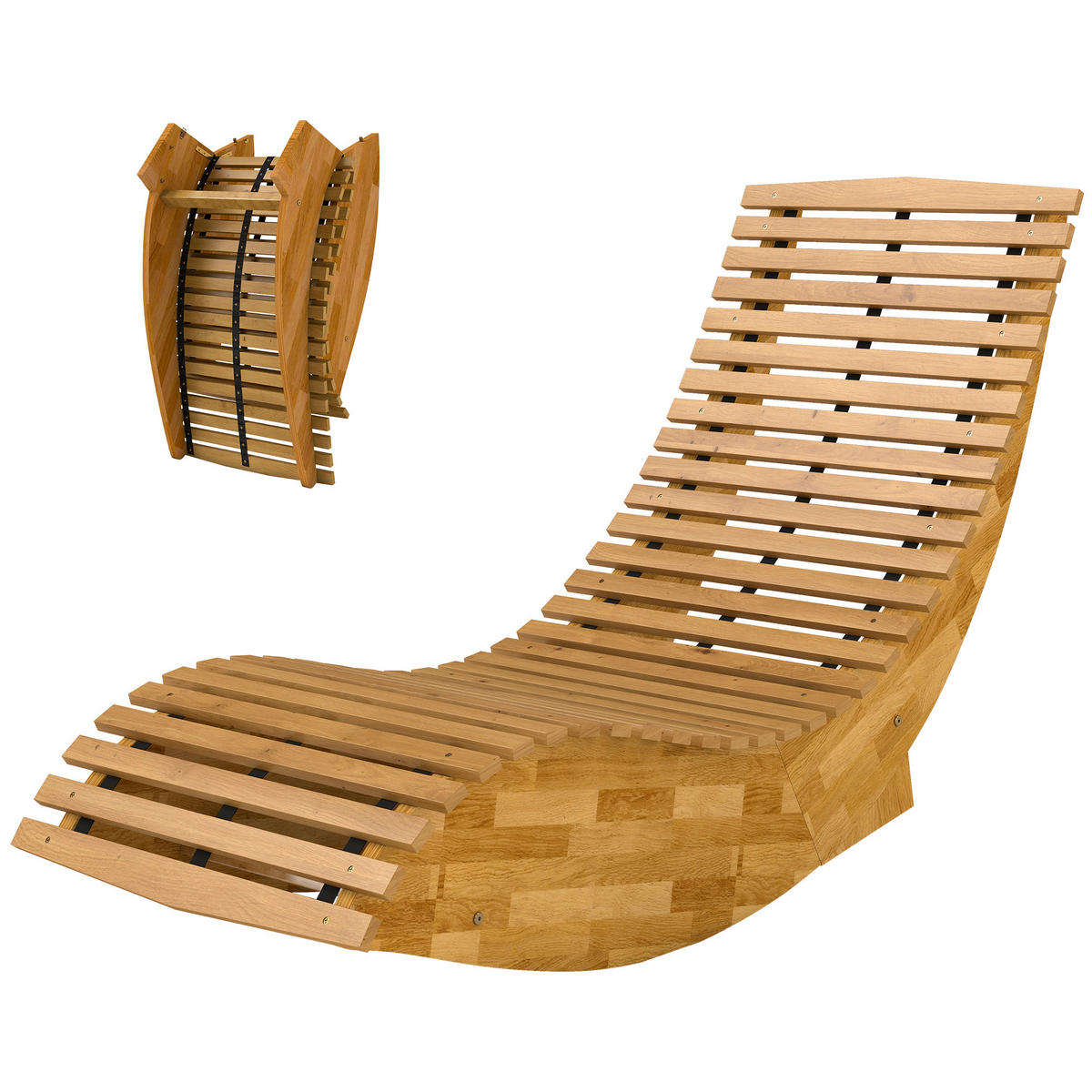 SONNENLIEGE Naturfarben klappbar 156/60/77 cm - Naturfarben, Holz (156/77/60cm) - PANGIVO