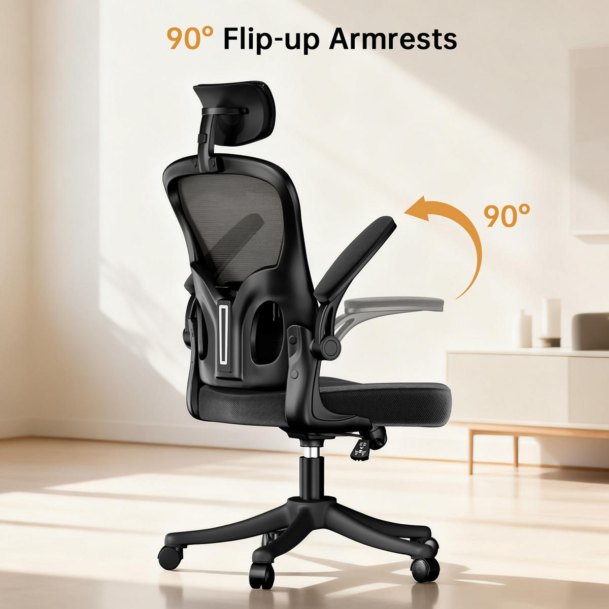 BÜROSTUHL ergonomisch Schwarz mit Lendenstütze - Schwarz, Metall (58.5/28.5/61cm) - Rattrix