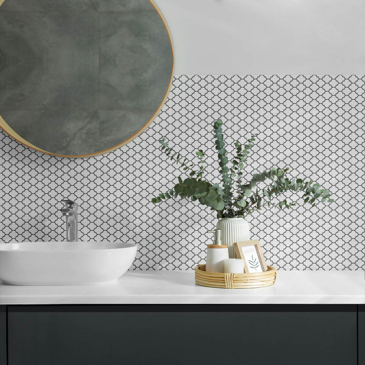 WANDPANEEL 10x 40x20 cm selbstklebend Jornisse - Schwarz/Weiß, Kunststoff (20/1.6/40cm) - Wallfluent