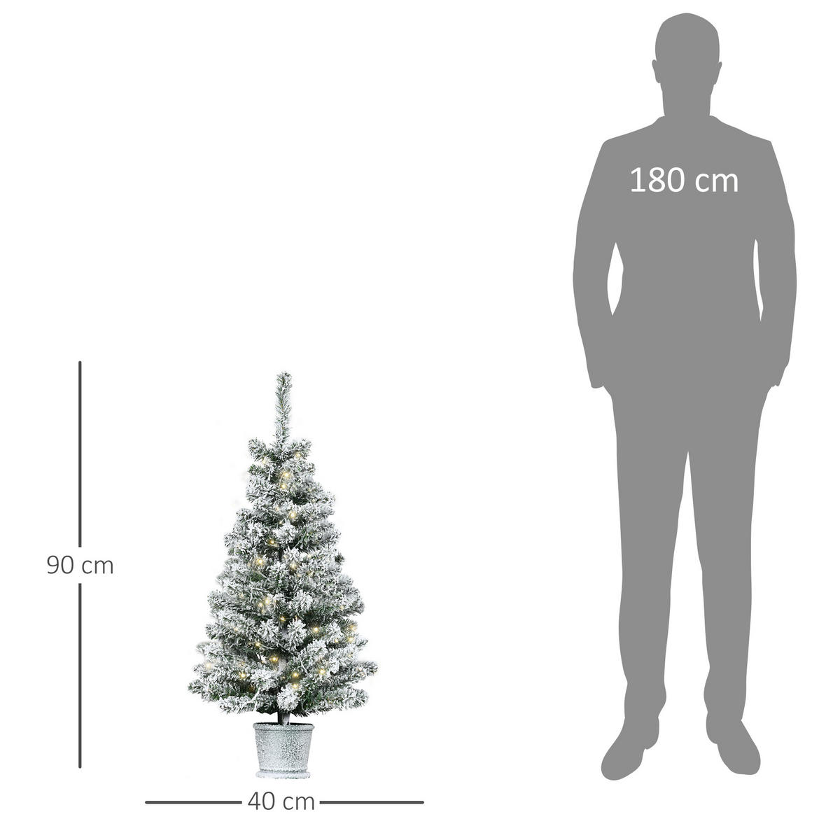 KÜNSTLICHER Weihnachtsbaum mit LED-Leuchten, 90 cm Christbaum mit 116 Spitzen - Grün, Kunststoff (90cm) - HOMCOM