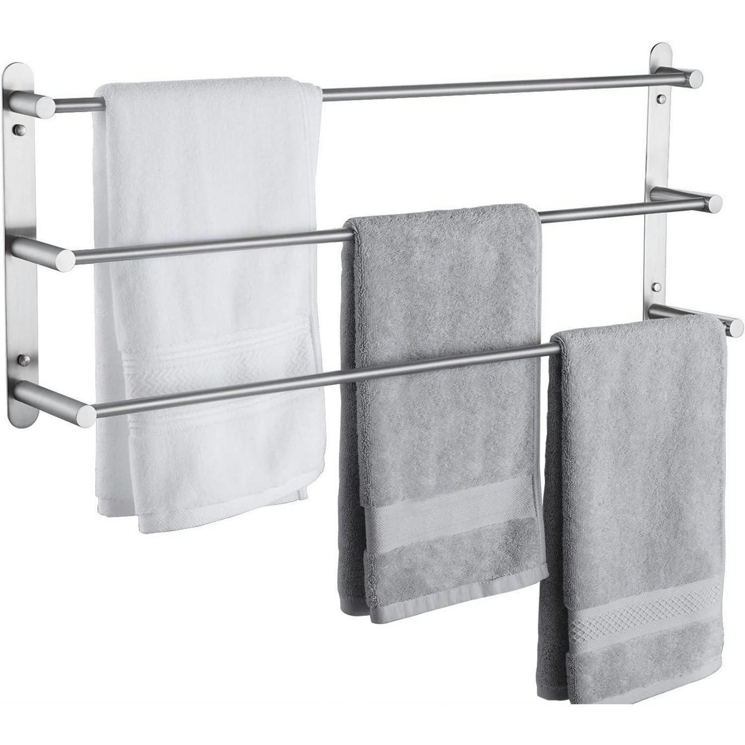 HANDTUCHSTANGE 3-teilig Edelstahl gebürstet 75 cm - Silberfarben, Metall (22.4/31.8/73.2cm)