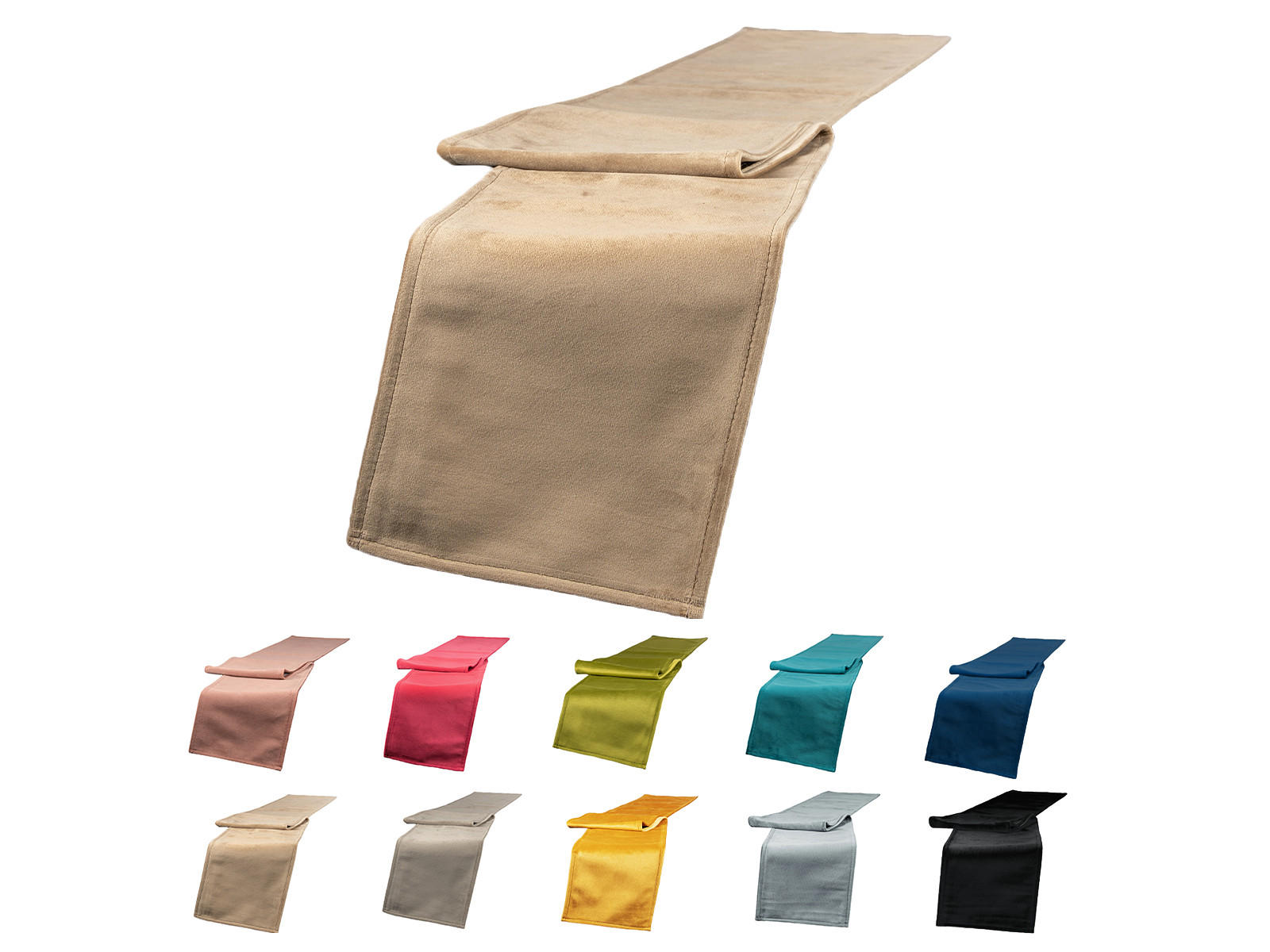 TISCHBAND Samt&Sonders braun-beige 140/18 cm - Beige, Textil (18/140cm) - beties Heimtextil