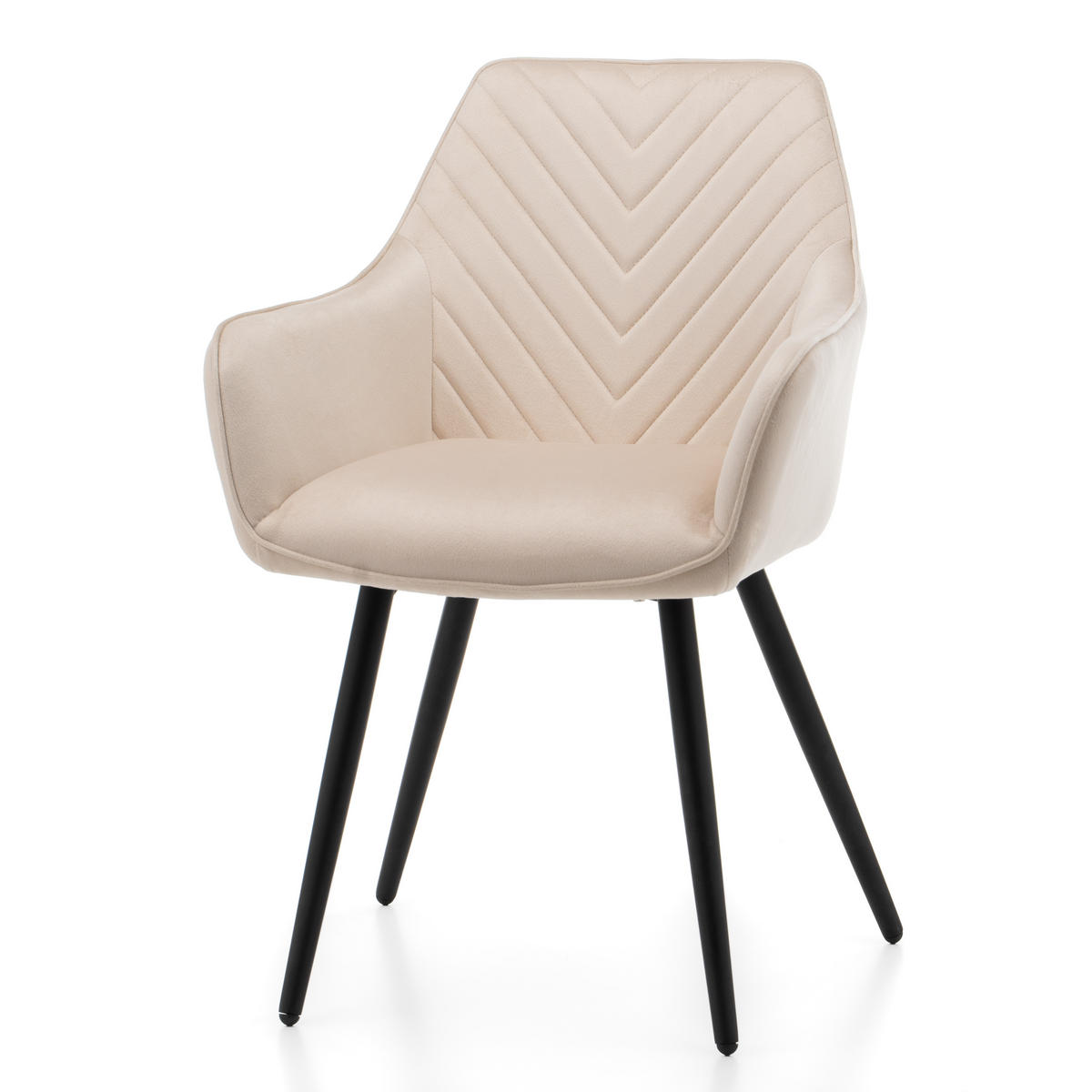 STUHL VASTO gepolstert mit Steppung - beige - Samt Velours - Ecru/Beige, Textil/Metall (58/87/60cm) - NEW HOME