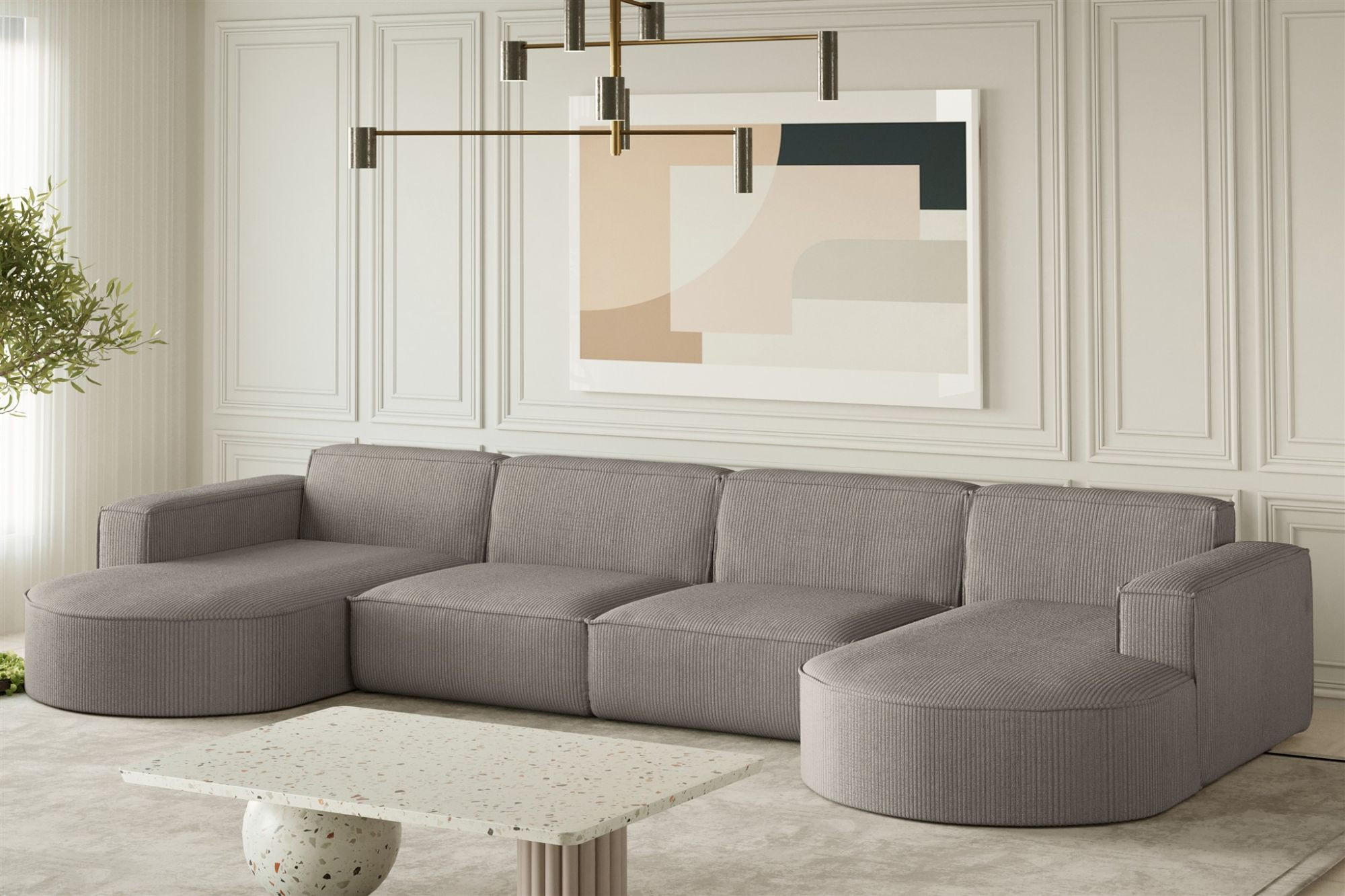 WOHNLANDSCHAFT Palma Xl Stoff Noel - Grau, Holzwerkstoff/Textil (282/78/165cm) - Fun Möbel