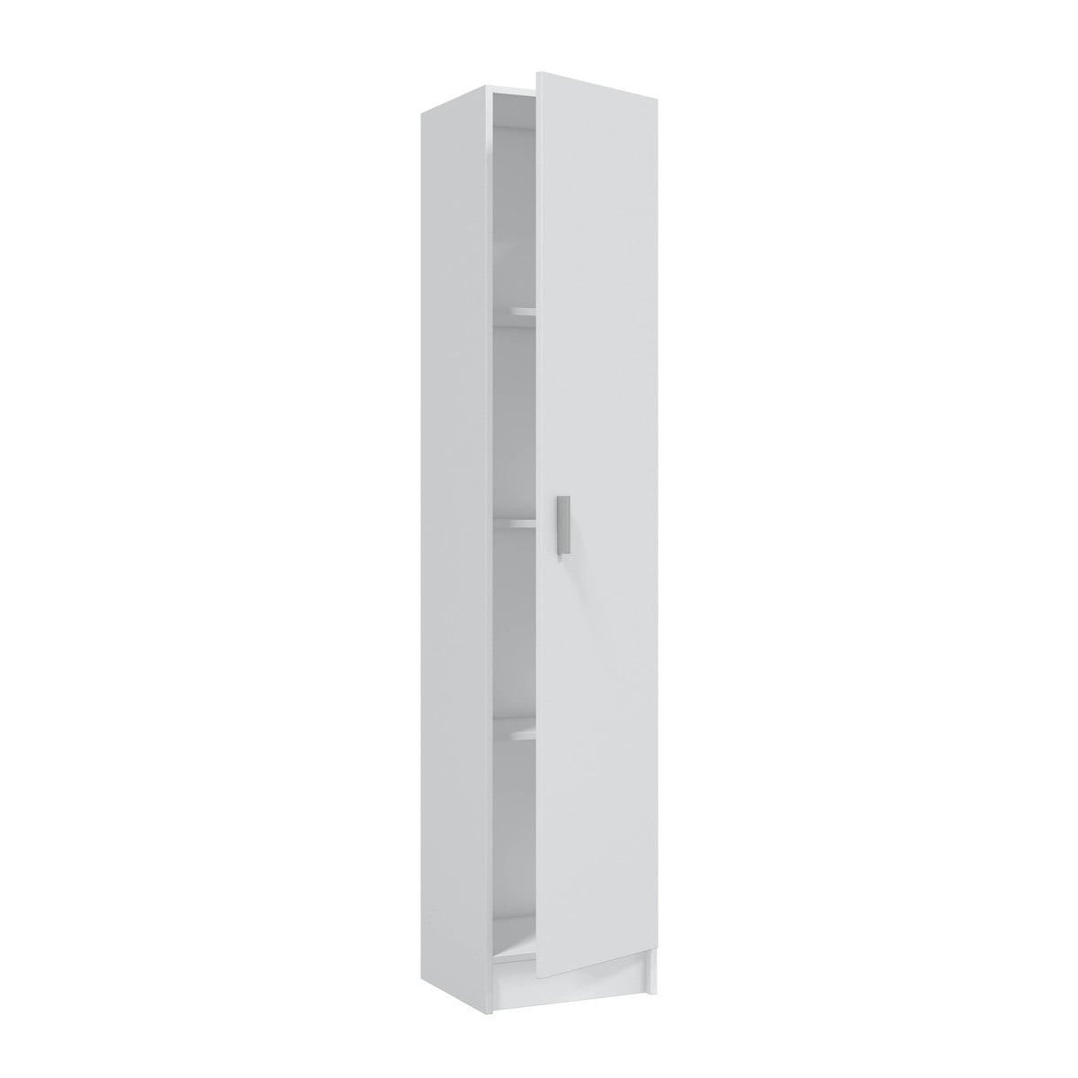 BÍLÝ úložný sloup s 1 dveřmi, výška 180 cm - CÉLIAN - bílá, kompozitní dřevo (37.2/180/38.2cm) - Calicosy