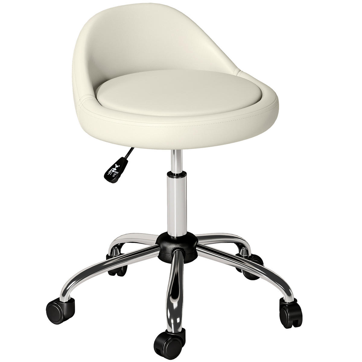 DREHHOCKER DE-09727 höhenverstellbar mit 360° Drehfunktion Weiß - Weiß, Metall (35/83/35cm) - ComfortXL