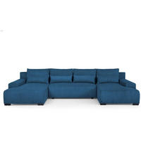 WOHNLANDSCHAFT Benny U dunkelblau - Schwarz/Dunkelblau, Textil/Metall (350/85/186cm) - Beautysofa