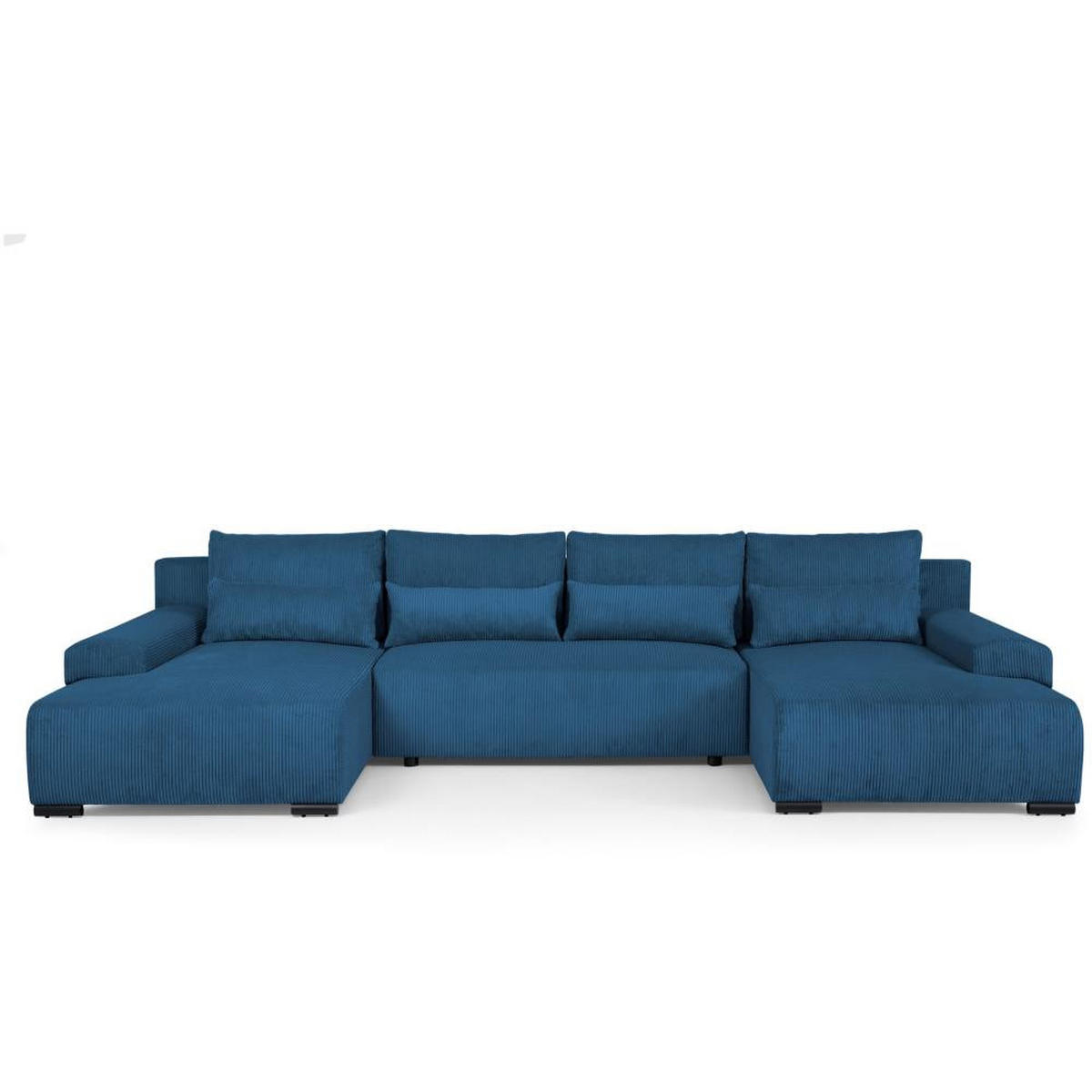 WOHNLANDSCHAFT Benny U dunkelblau - Schwarz/Dunkelblau, Textil/Metall (350/85/186cm) - Beautysofa