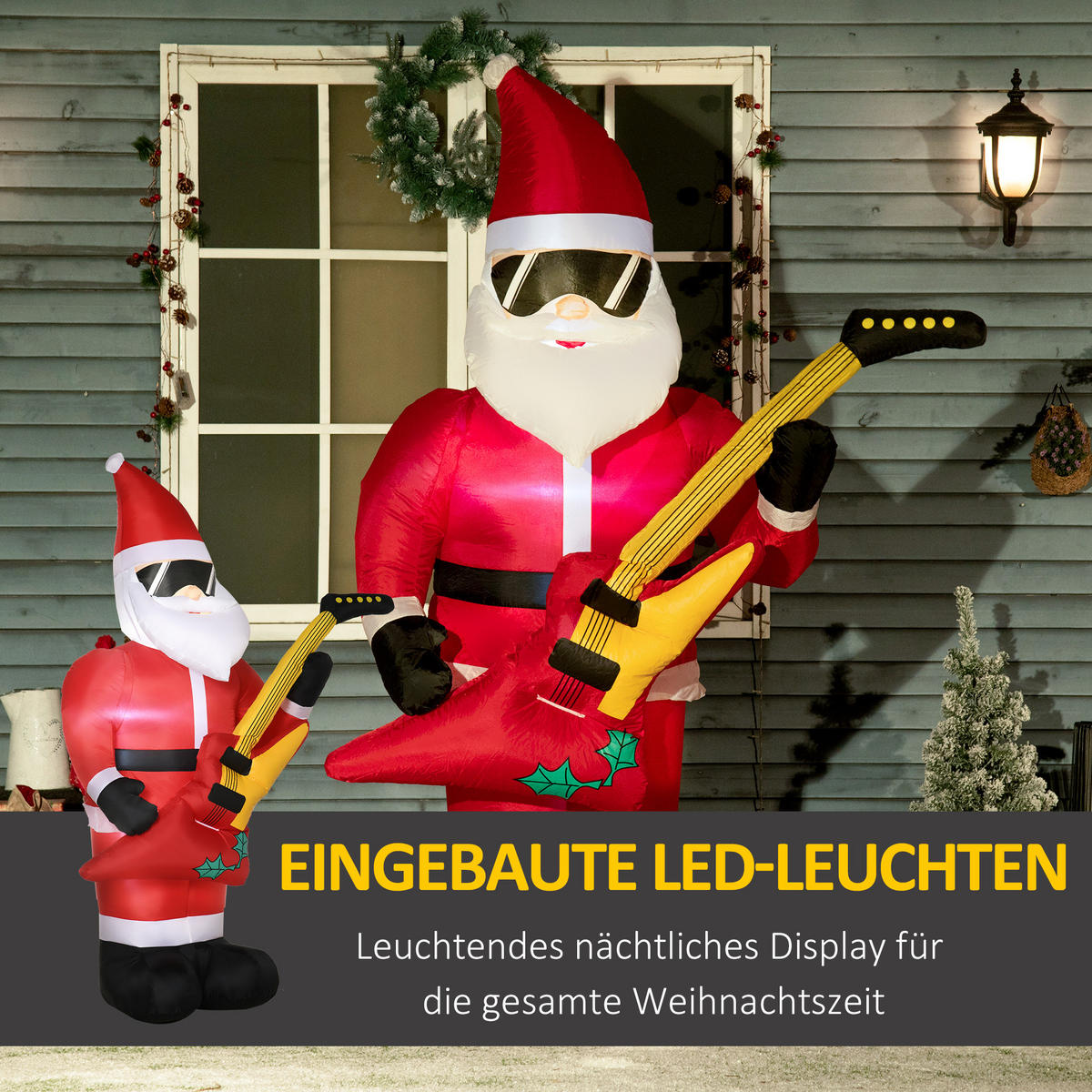 AUFBLASBARER Weihnachtsmann, Polyester, Rot - Rot, Kunststoff (75/215/140cm) - Outsunny