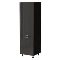 KÜHLSCHRANKUMBAUSCHRANK Essen D14/DL/60/207 Graphit Hochglanz / Schwarz Matt 60 / 59 / 207cm - Schwarz/Graphitfarben, Holz/Holzwerkstoff (60/207/59cm) - Feldmann-Wohnen