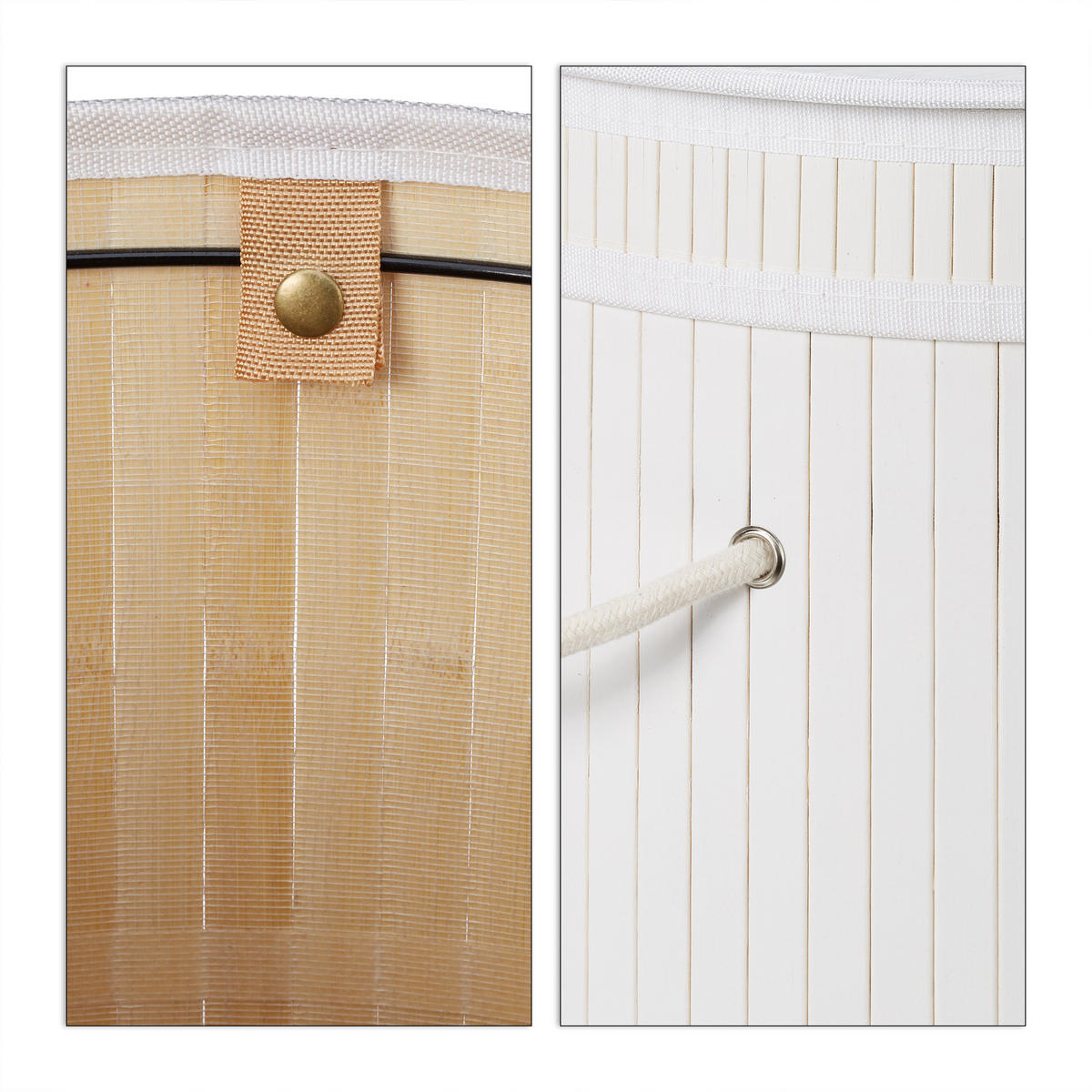 WÄSCHEKORB - Weiß, Holz/Textil (40/63/40cm) - Relaxdays