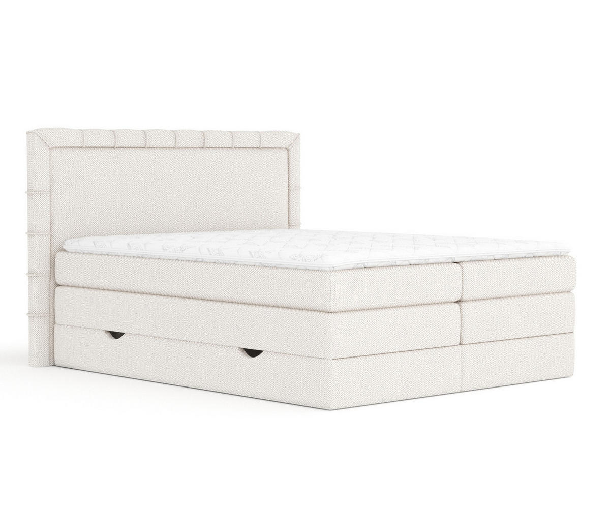 BOXSPRINGBETT Rosabel Creme 180/200 cm mit Matratze und Topper - Creme/Schwarz, Holz/Holzwerkstoff (180/200cm) - Maison de Reve