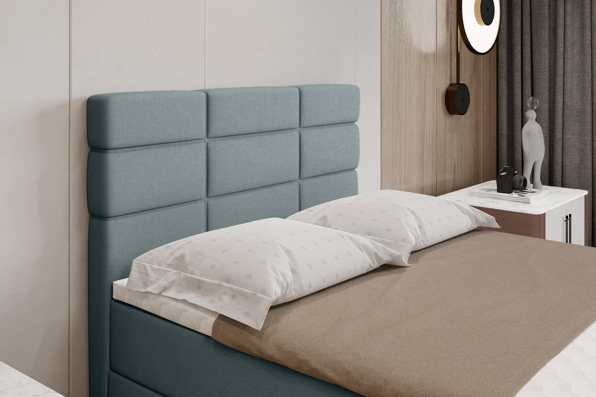 BOXBETT Reve 120 x 200 cm mit Bettkasten und Lattenrost ohne matratze - hellblau - Hellblau, Holz (120/206cm) - Panda Möbel