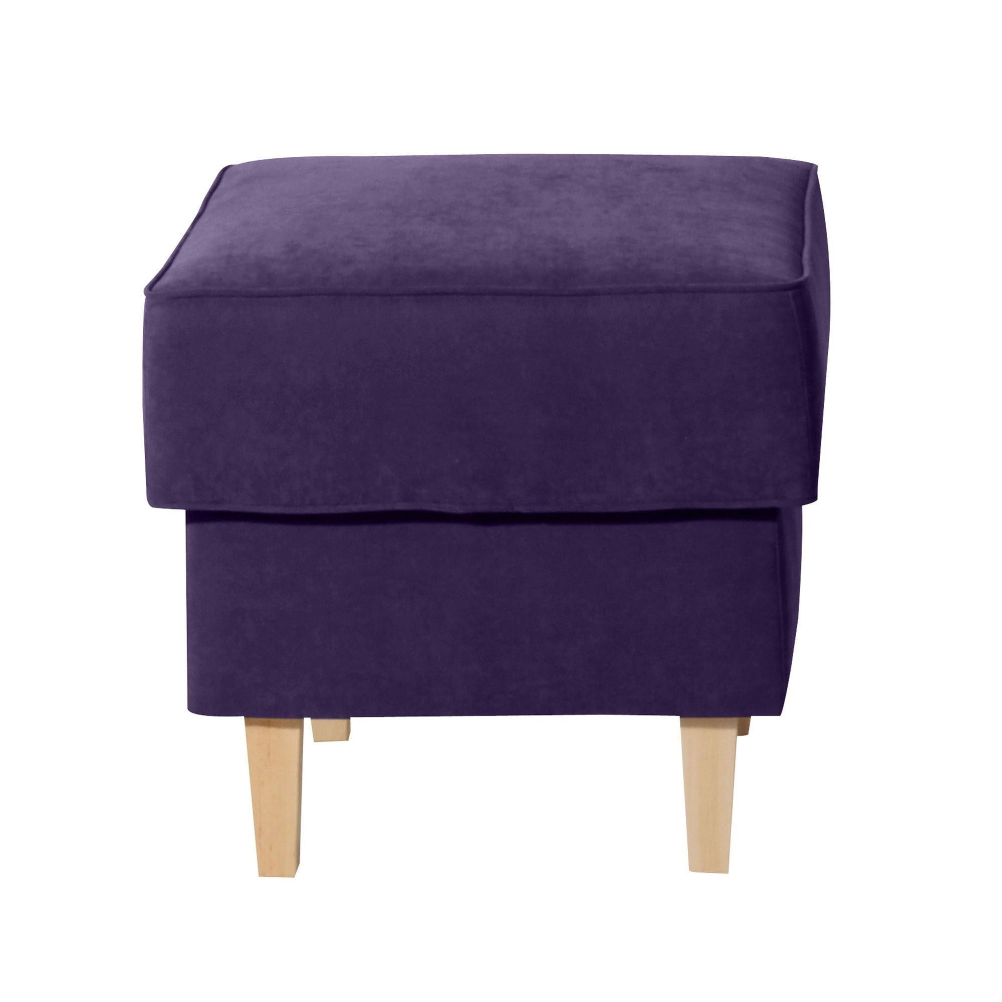 HOCKER Karlen Bezug Veloursstoff Buche natur / violett - Violett/Buchefarben, Kunststoff (53/45/53cm) - 58aufmkessel
