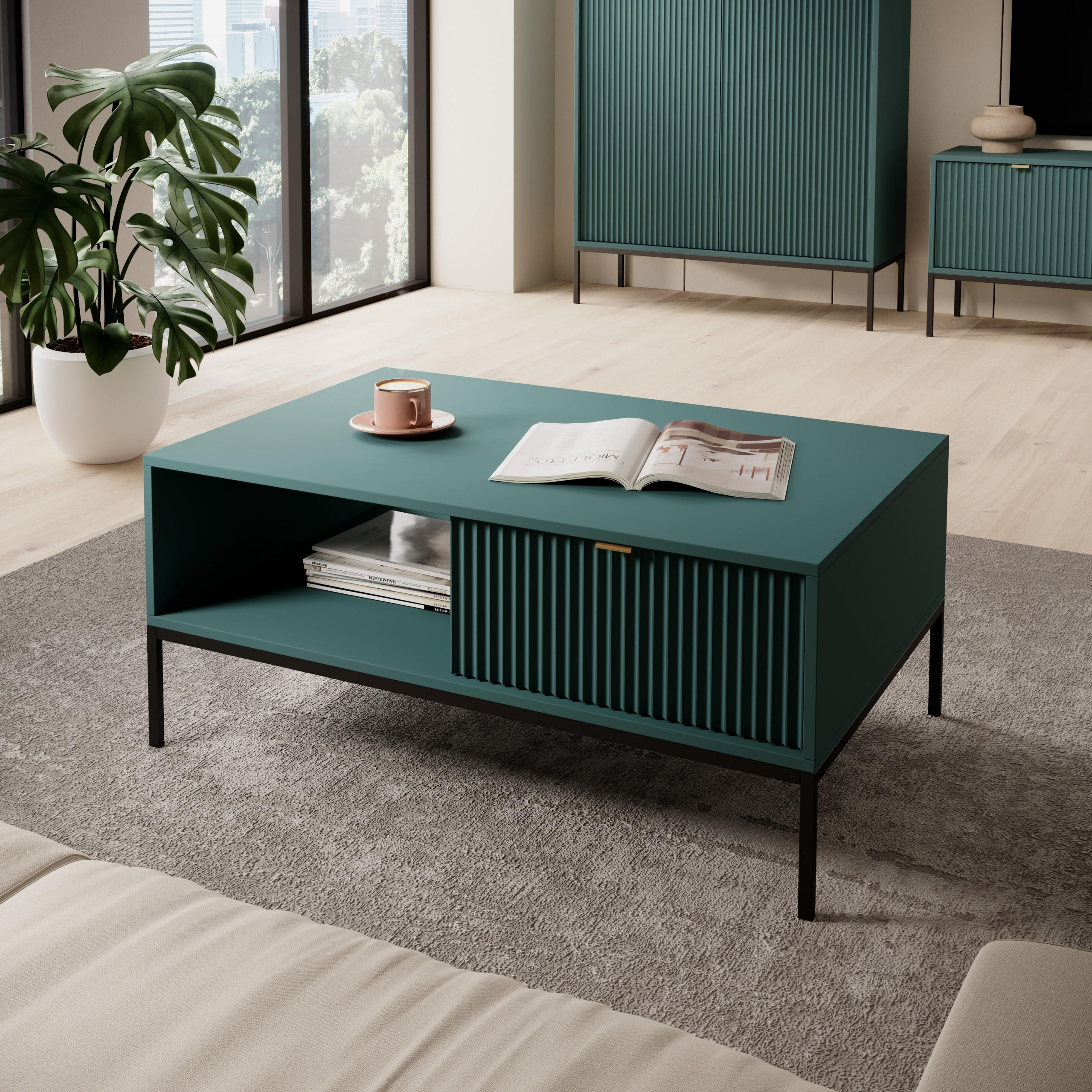 COUCHTISCH STELLARE 104/46/68 cm Hellgrün - Hellgrün, Holzwerkstoff (68/104/46cm) - MASSENO