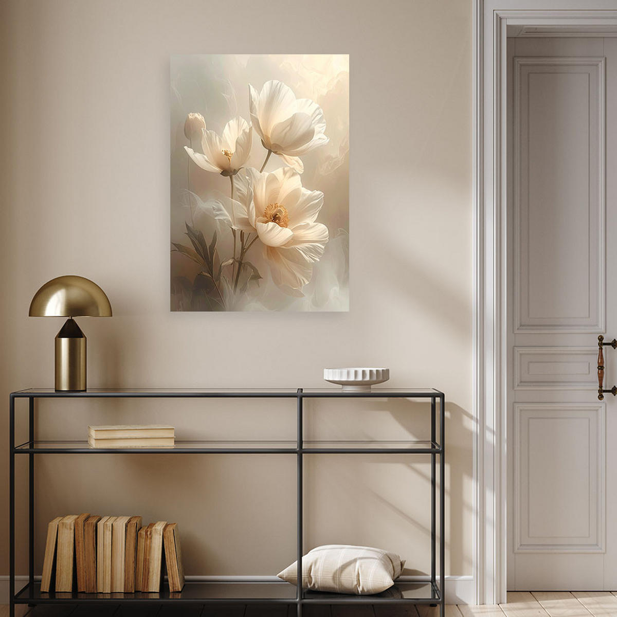 LEINWANDBILD, Beige zarte Blumen Botanik - Beige, Textil (40/60cm) - Feeby