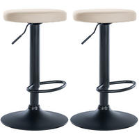 BARHOCKER 2er Set Pontius Kunstleder schwarz creme - Schwarz/Naturfarben, Kunststoff/Metall (38.5/81/38.5cm) - TPFLiving
