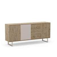 SIDEBOARD 3 Türen und 3 Schubladen B180 cm - MILLAY - Grau, Holz (40/80/180cm) - Calicosy