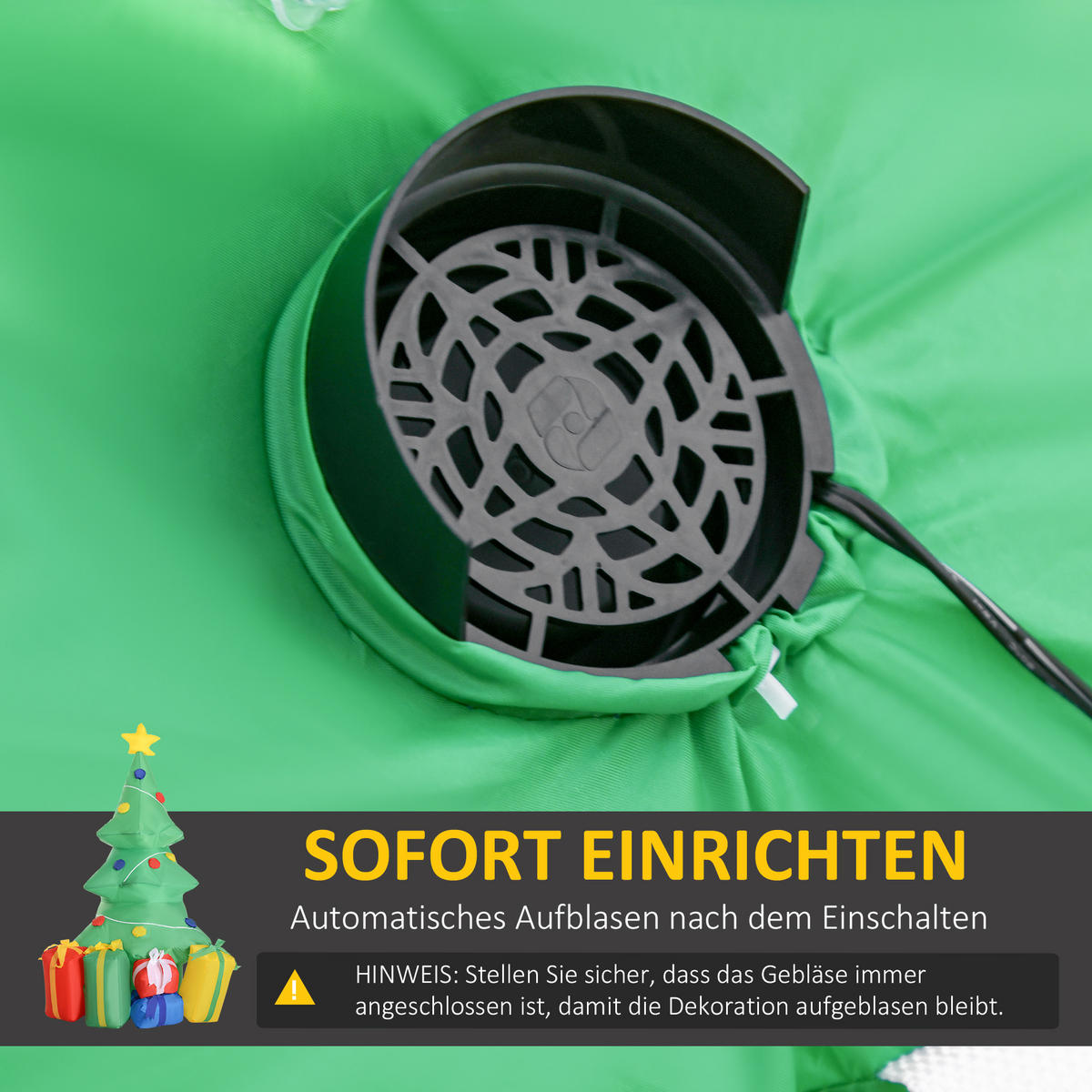 NAFUKOVACÍ vánoční dekorace s LED světlem, 150 cm, vodotěsná - různobarevná, textil (65/150/75cm) - HOMCOM