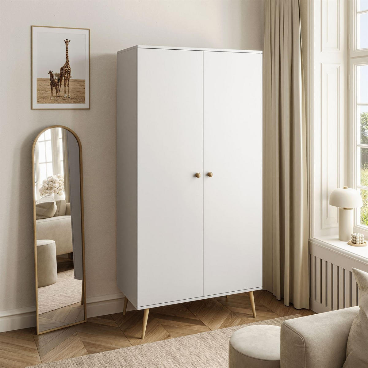 KLEIDERSCHRANK Zweitüriger HARMONY Weiß - Weiß, Holzwerkstoff (100/202/52cm) - Lookway