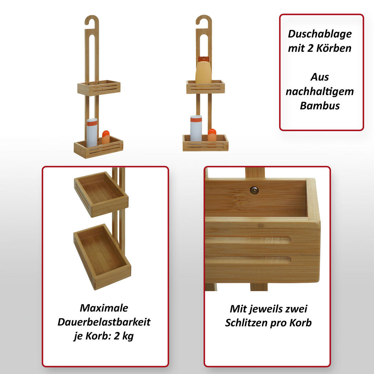 DUSCHABLAGE Braun - Braun, Holz (22/69/13cm) - MCW