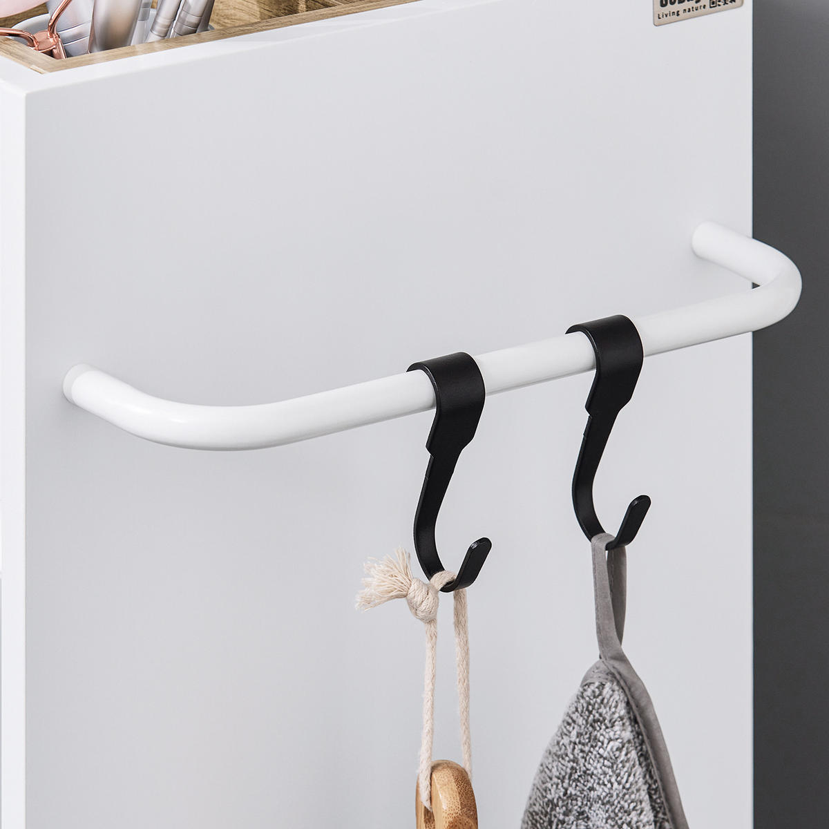 WÄSCHESCHRANK Weiß - Weiß, Holzwerkstoff (35/90/30cm) - SoBuy