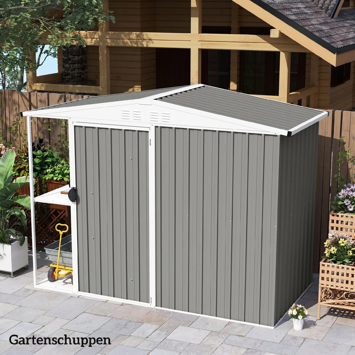 GARTENHAUS Hellgrau 129.0/45.0/1.0cm - Hellgrau, Metall (45/1/129cm)