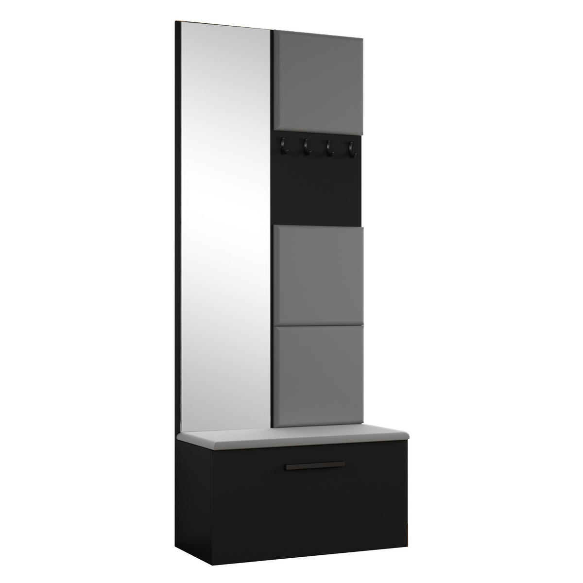 GARDEROBENSCHRANK MODULO 160,6/204/40 cm Modern Garderobe-Set Schwarz - Schwarz/Grau, Holzwerkstoff (160.6/204/40cm) - MASSENO