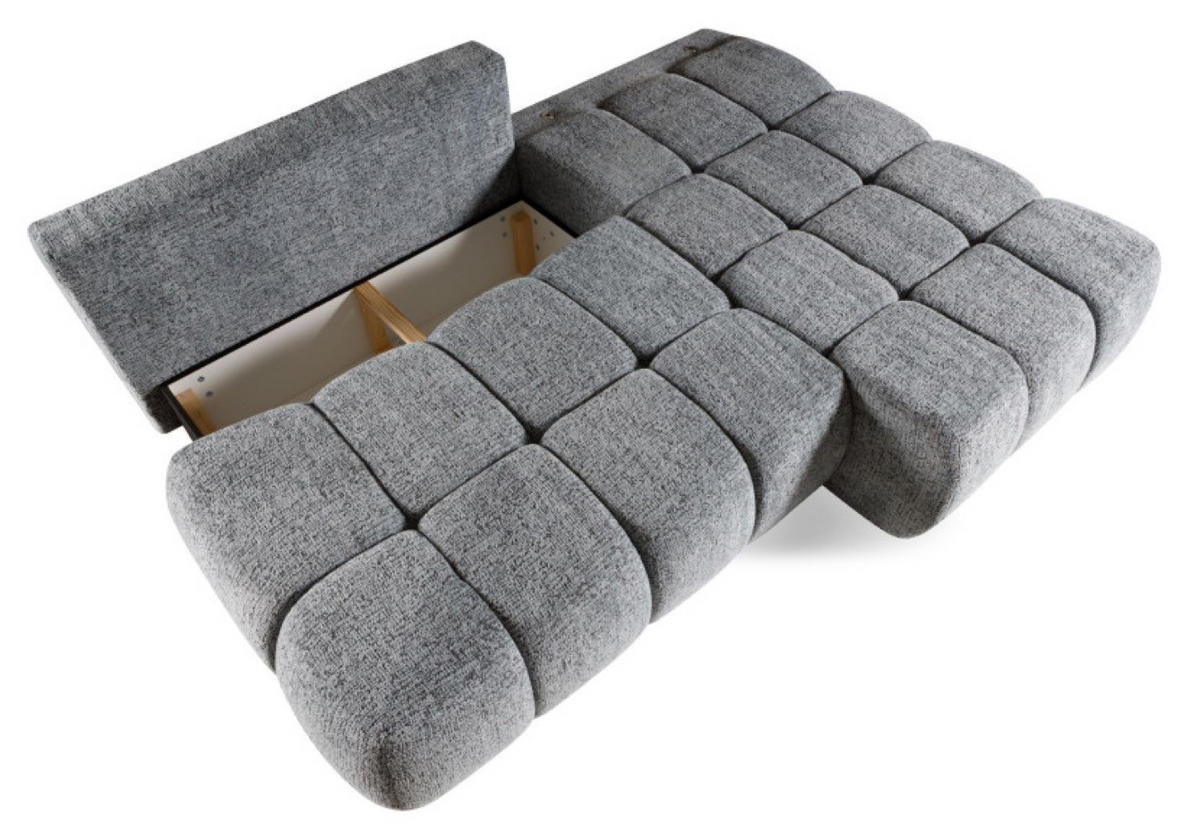 ECKSOFA ARON Rechts Ohne Armlehnen Mit Schlaffunktion - Grau, Textil (172/225cm) - Sepro Meble