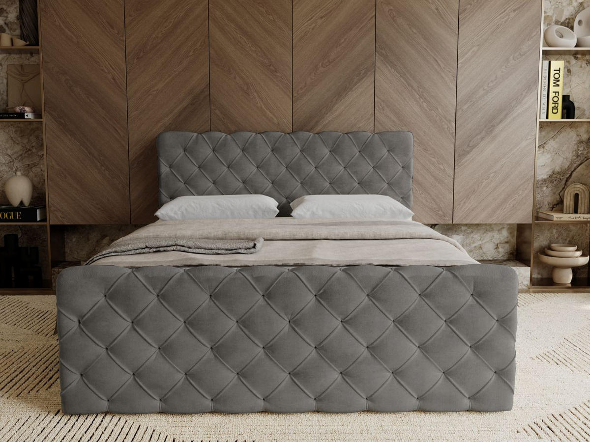BOXBETT Lunaris 180x200 Dunkelgrau - Dunkelgrau, Holz/Textil (180/200cm) - Graingold
