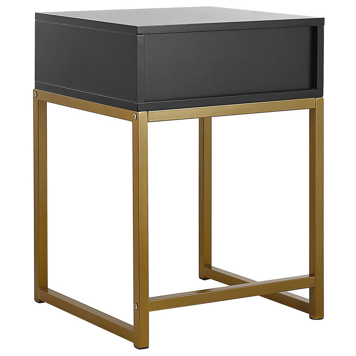 BEISTELLTISCH schwarz/gold 1 Schublade quadratisch 40/40/57 cm Largo - Goldfarben/Schwarz, Holzwerkstoff (40/40/57cm) - Beliani